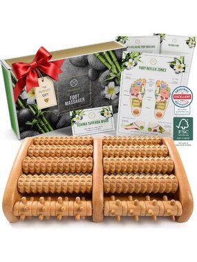 Wooden Foot Massager Roller for Pain Relief & Relaxation - Ideal for Plantar